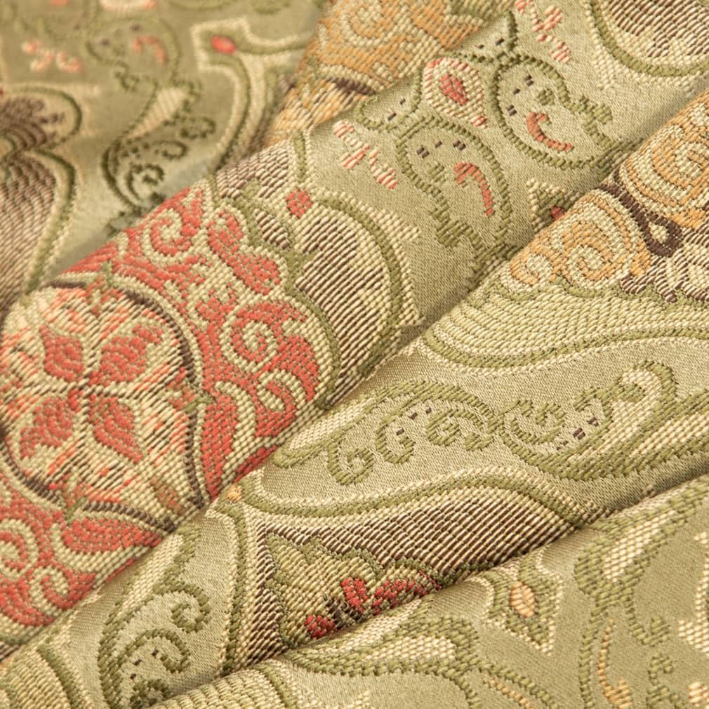 Green Damask Woven Pattern Upholstery Fabric by The Yard - SKU: Franco Meadow