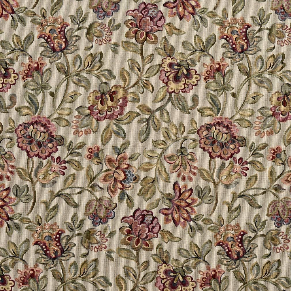 Pink Coral Floral Tapestry Woven Pattern Upholstery Fabric by The Yard - SKU: Quick Spring