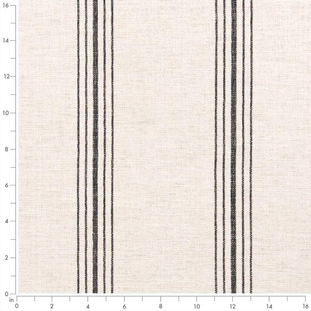 Grey Stain Resistant Performance Pet Friendly Stripe Linen Look Woven Pattern Upholstery Fabric by The Yard - SKU: Johnny Charcoal