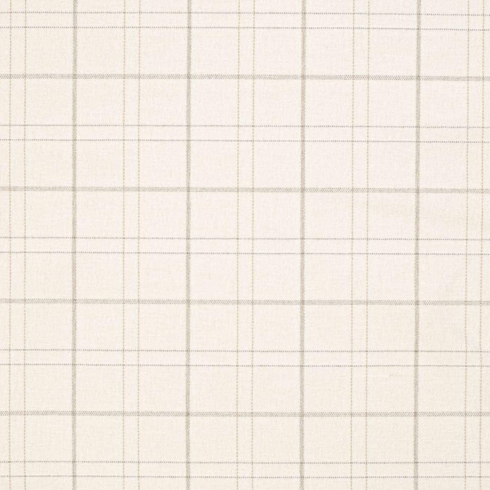 Natural Stain Resistant Performance Pet Friendly Plaid Woven Pattern Upholstery Fabric by The Yard - SKU: Catalina Cream