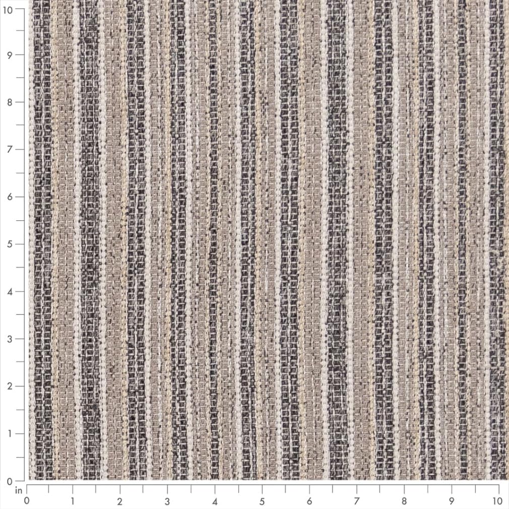 Grey Stain Resistant Performance Pet Friendly Stripe Woven Pattern Upholstery Fabric by The Yard - SKU: Alani Gun Metal