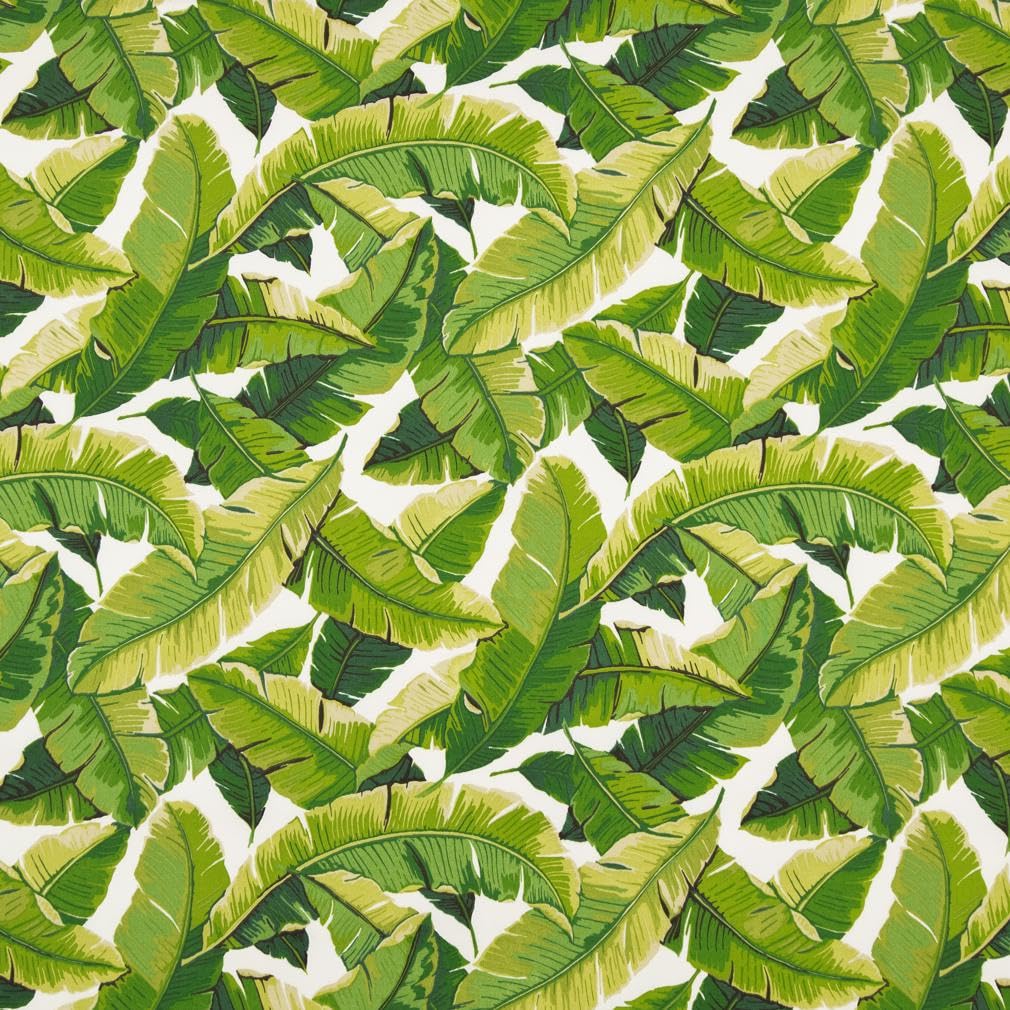 Green Stain Resistant Performance Pet Friendly Leaves Botanical Print Upholstery Fabric by The Yard - SKU: Irene Palm