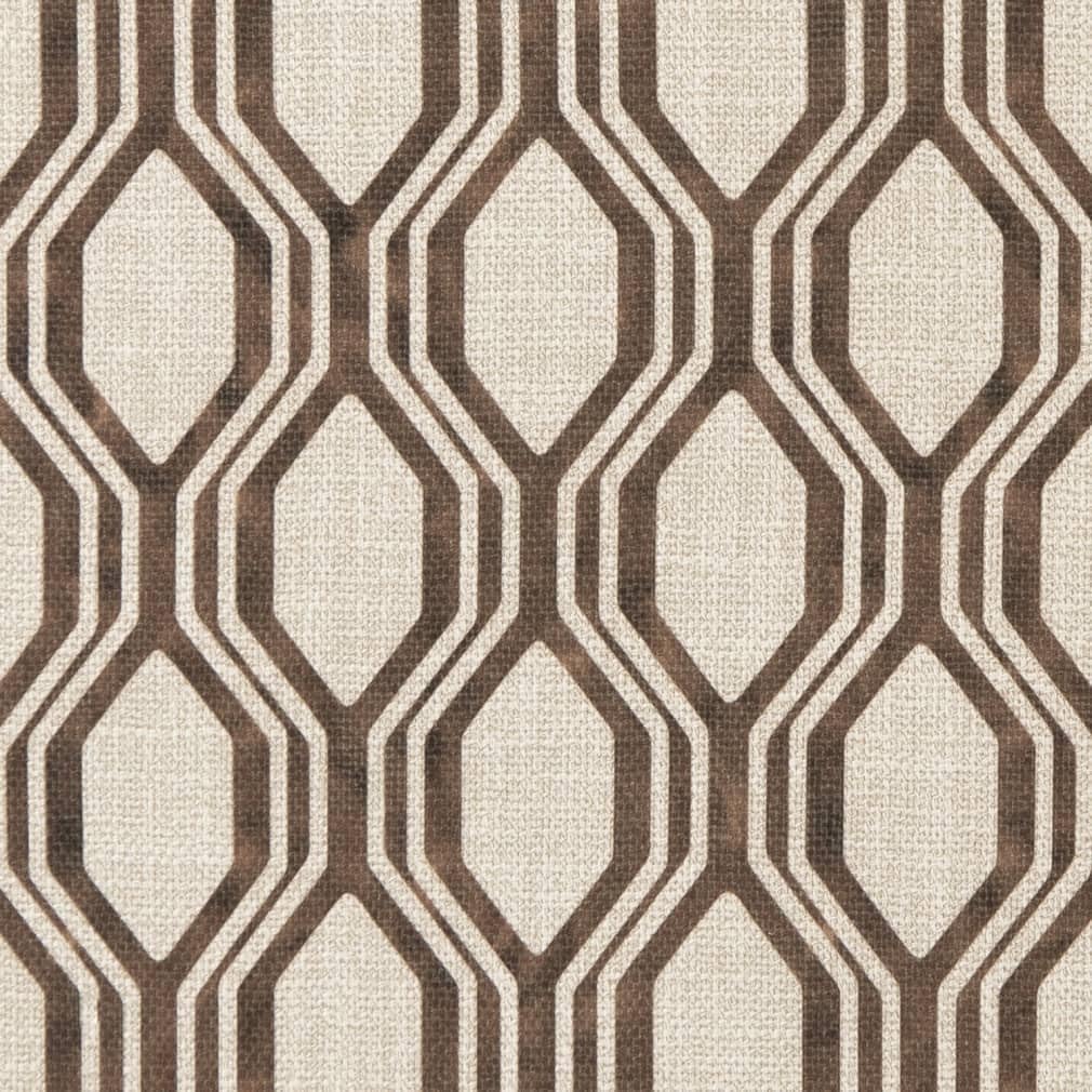 Brown Abstract Geometric Print Upholstery Fabric by The Yard - SKU: Lancaster Chocolate