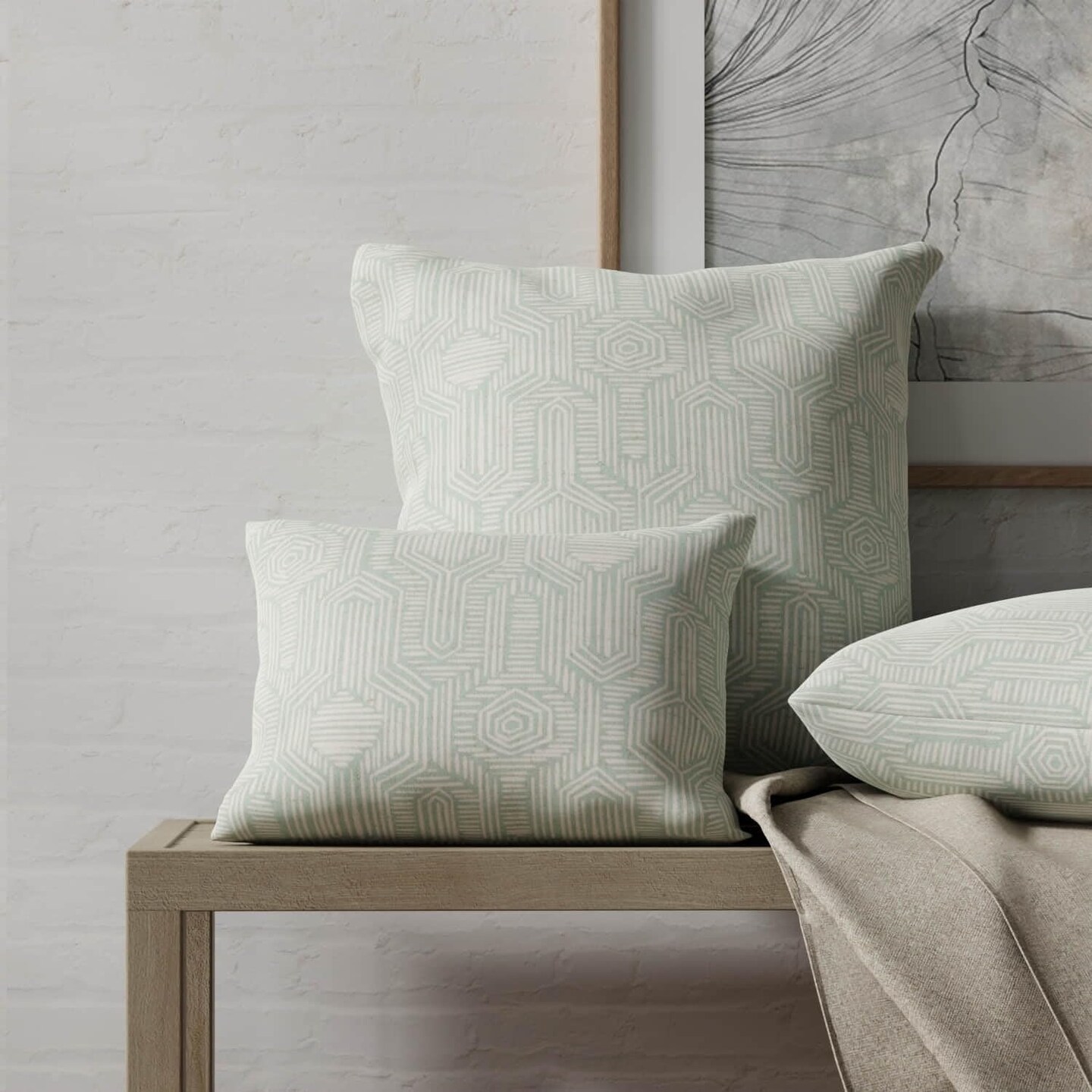 Aqua Stain & Water Resistant Performance Pet Friendly Abstract Global Linen Look Print Upholstery Fabric by The Yard - SKU: Olympia Water