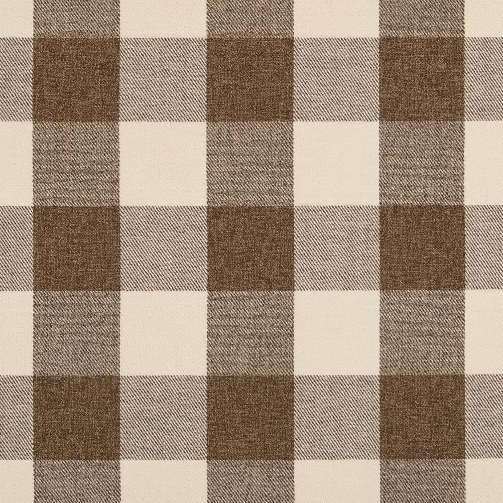 Brown Check Plaid Woven Pattern Upholstery Fabric by The Yard - SKU: Elba Cafe