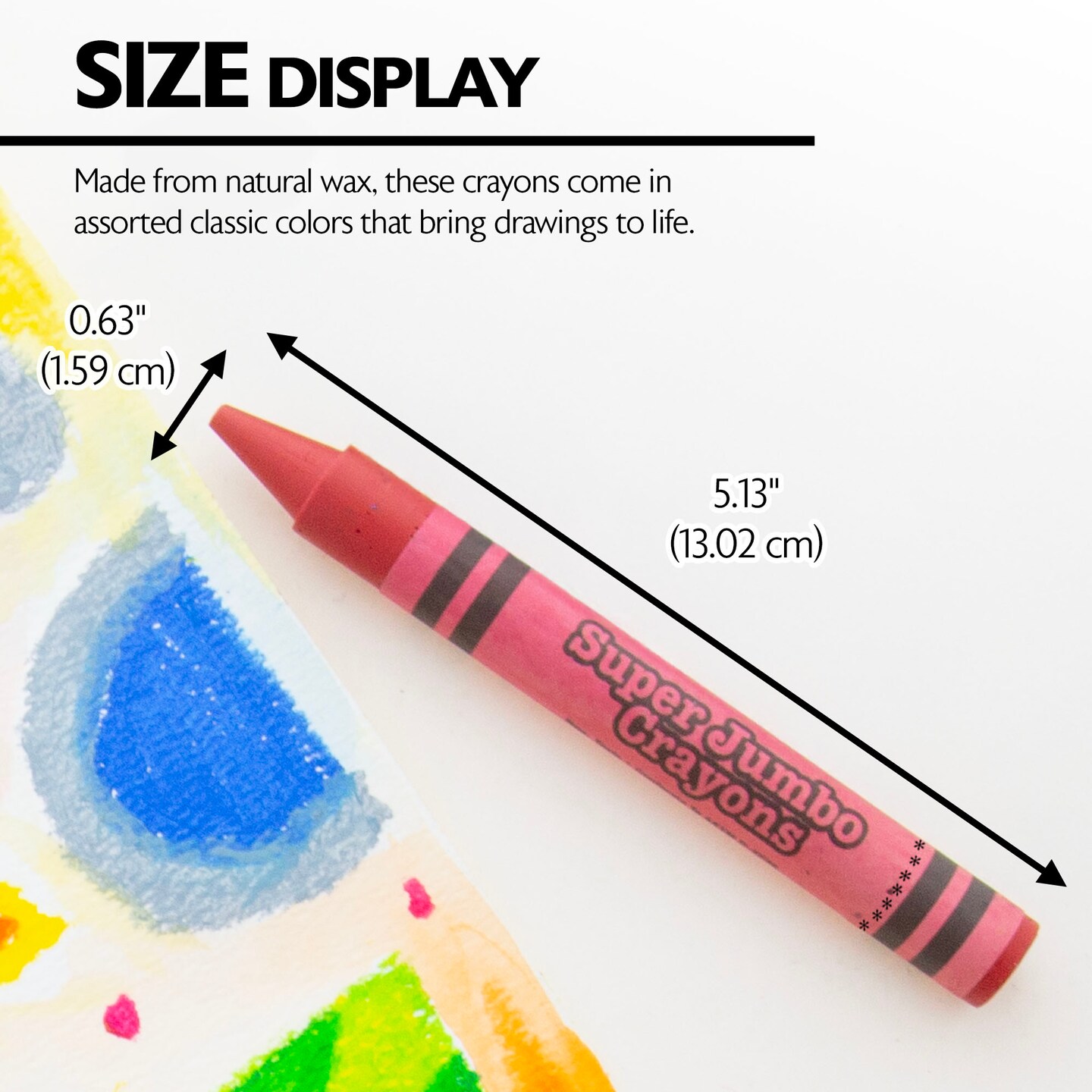 BAZIC 8 Color Super Jumbo Crayons, 8 Count, Paraffin Wax Crayons