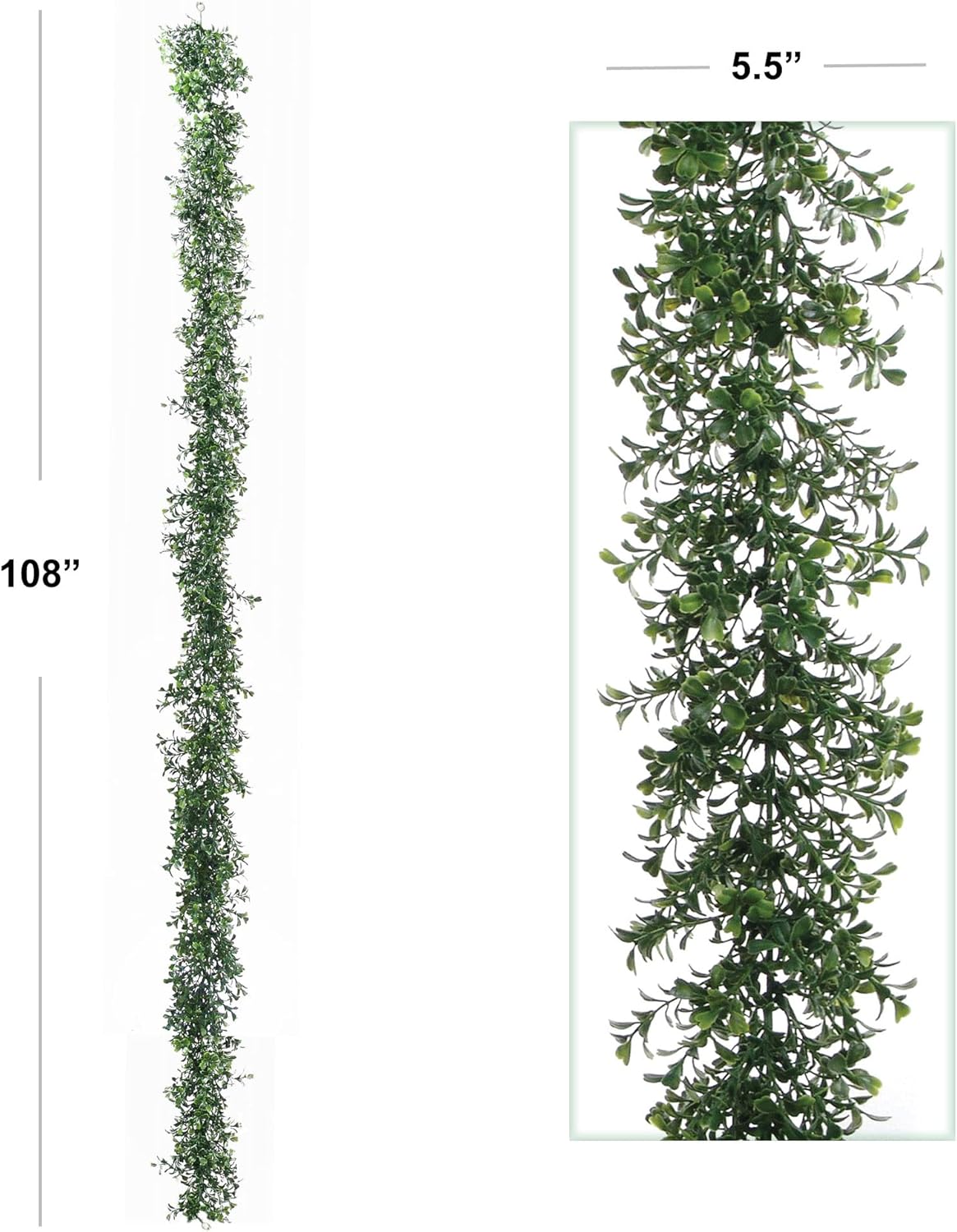 Box of 4: 9FT Boxwood Garland with 760 Realistic Tips, Indoor/Outdoor Use, UV Resistant, Greenery Accents, Parties & Events, Home & Office Decor, Floral Home by Artificial Flowers