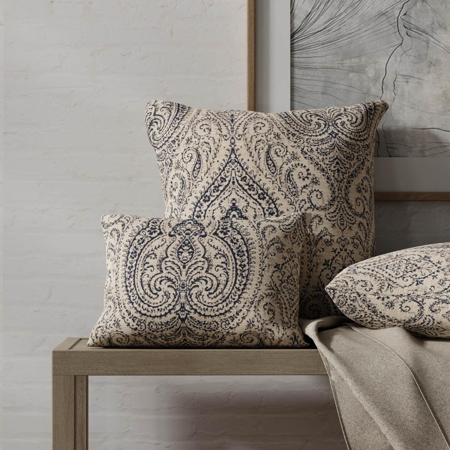 Blue Damask Woven Pattern Upholstery Fabric by The Yard - SKU: Winfield Prussian Blue