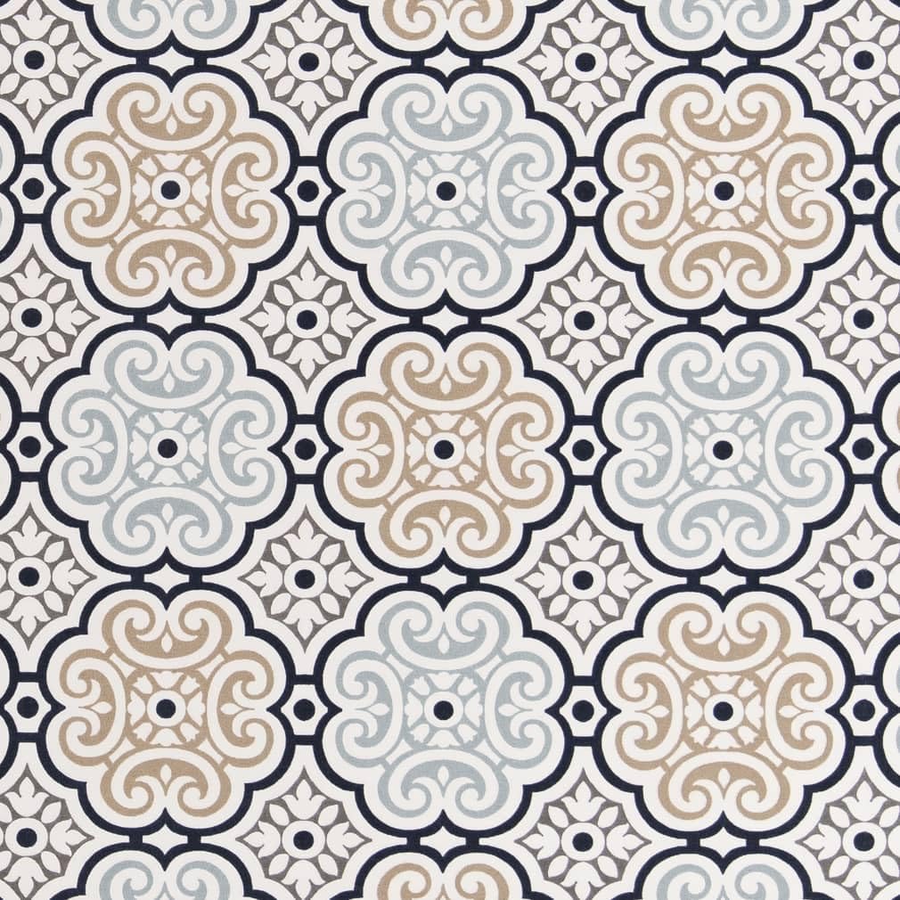 Blue Stain Resistant Performance Pet Friendly Abstract Print Upholstery Fabric by The Yard - SKU: Maynard Stone