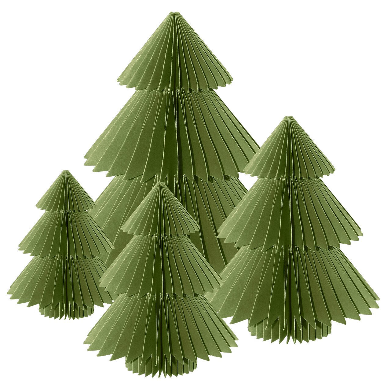 Multipack S-M-L-XL Green Tree Honeycomb Paper Decor (4-pack)