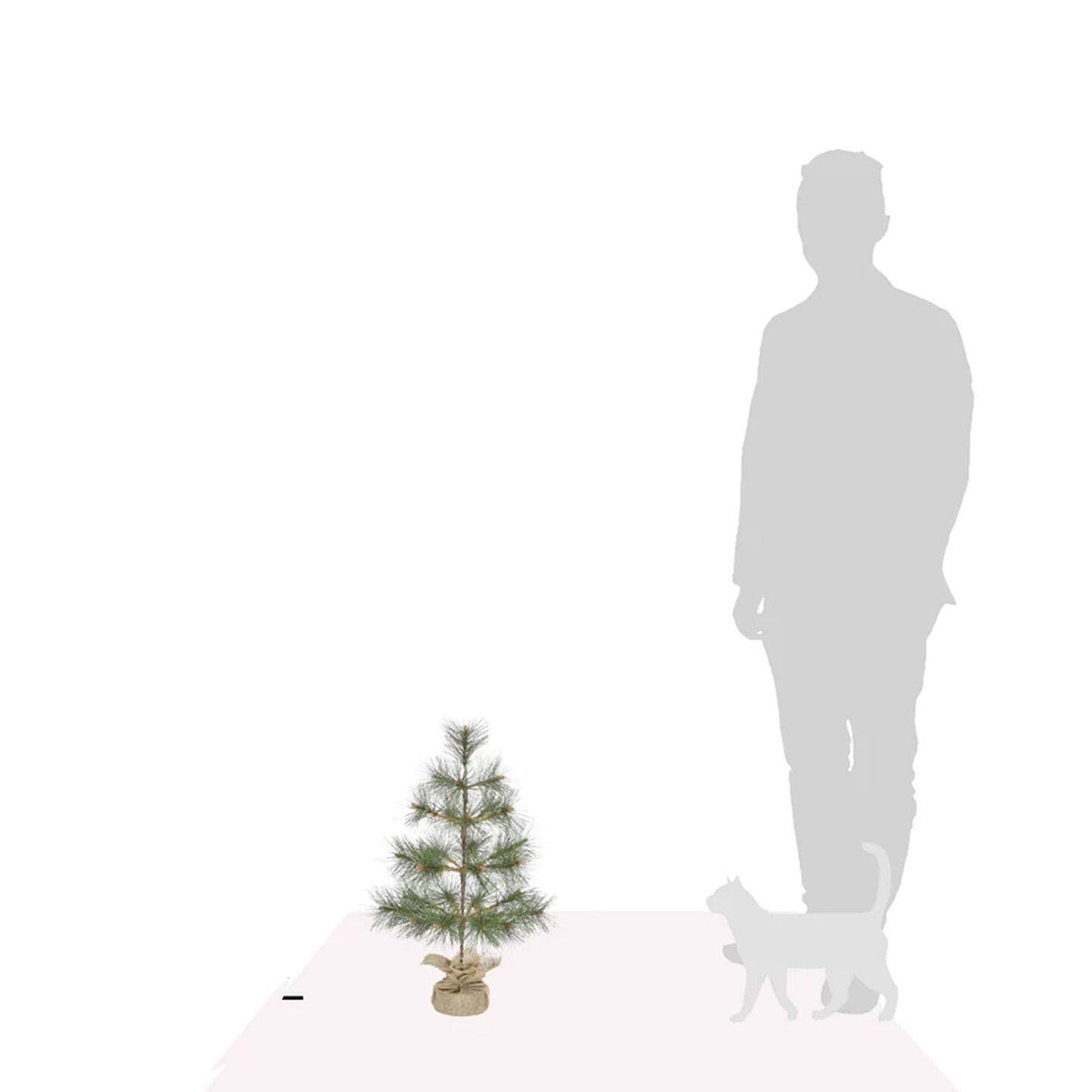 24 Inch Tabletop Pine Christmas Tree with Burlap Base Rustic Holiday Decor