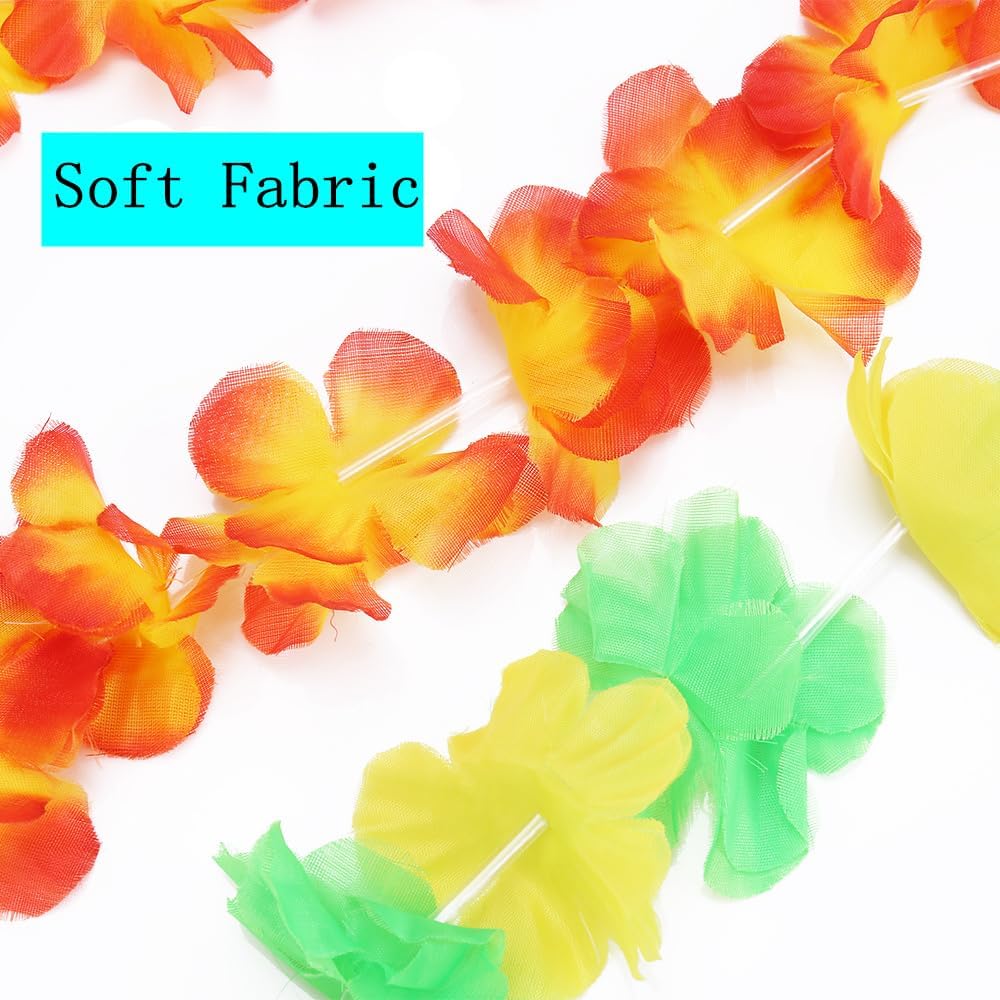 100 Pcs Hawaiian Leis for Luau Party Hawaii Leis Bulk Colorful Silk Flower Necklace