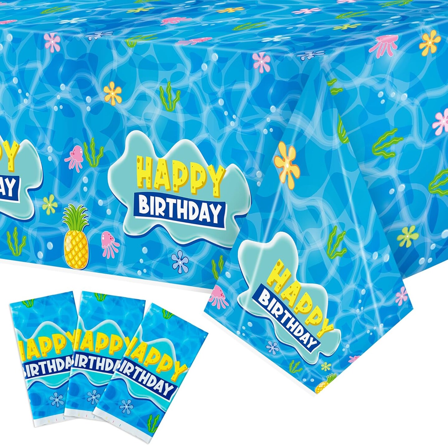 Ocean Pineapple Party Tablecloths - 3PCS Pineapple Birthday Table Covers