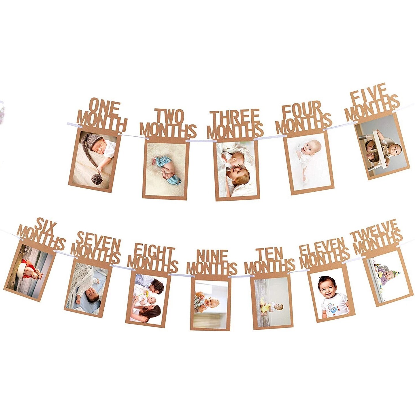 12-Month Photo Banner Baby Shower &#x26; 1st Birthday Party Decor