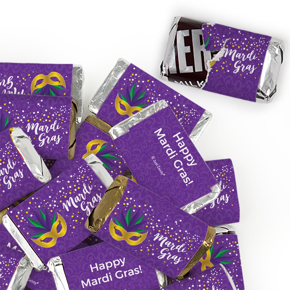 68 Pcs Mardi Gras Candy Favors Hershey's Miniatures Chocolate - Confetti