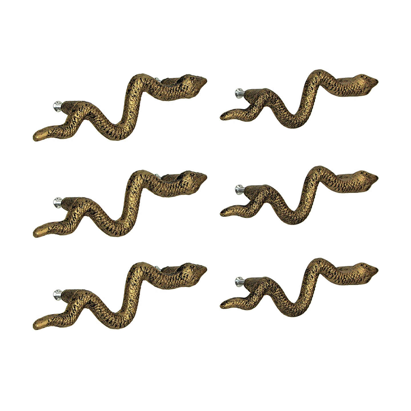 Set of 6 Cast Iron Snake Drawer Pulls 6 inch Gothic Serpent Cabinet Handles