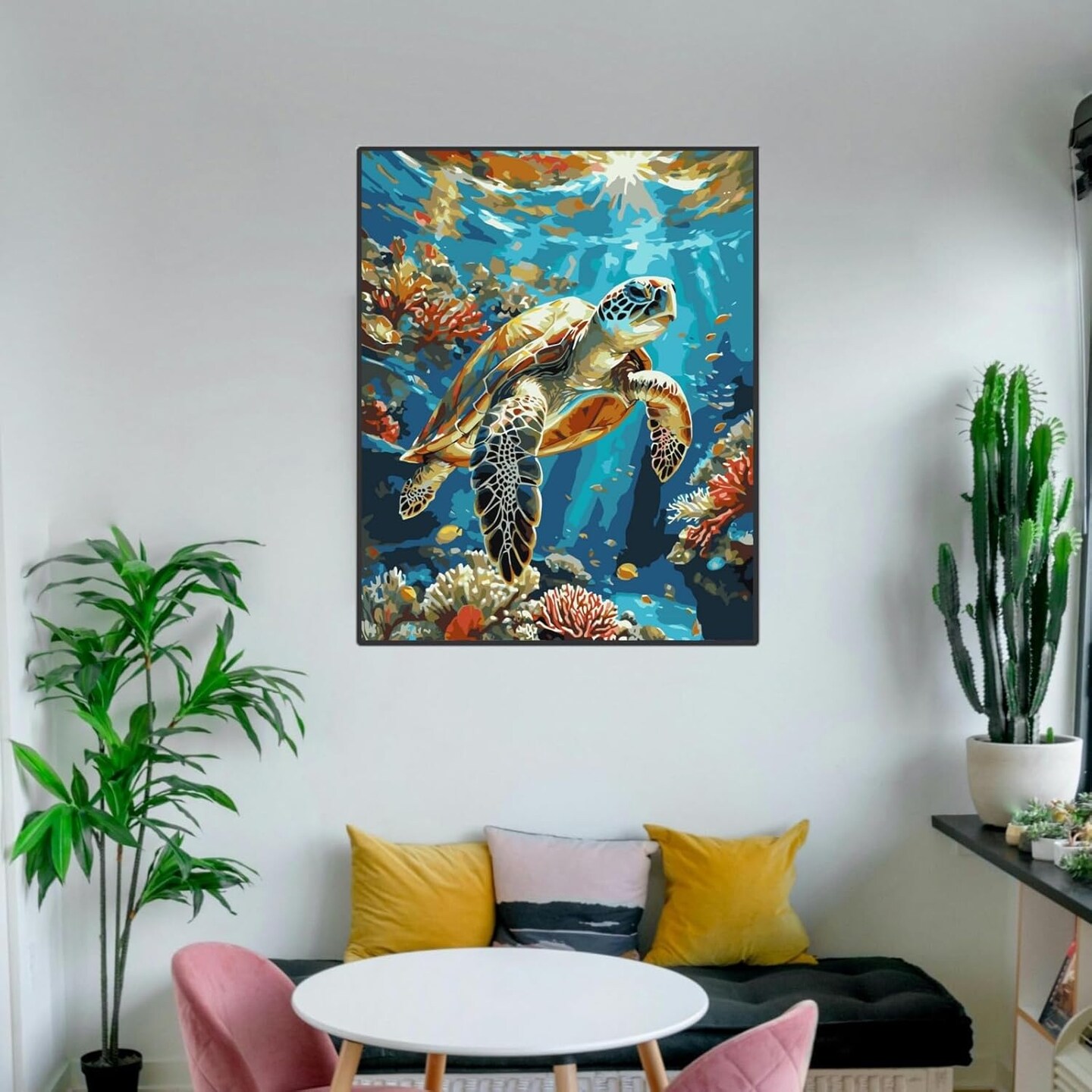 Painting by Numbers for Adults Number Oil Painting Kit Paint by Numbers Kit Beginner Turtle DIY Painting Kits for Adults Without Frame Paint by Number On Canvas for Gift Home Wall Decor
