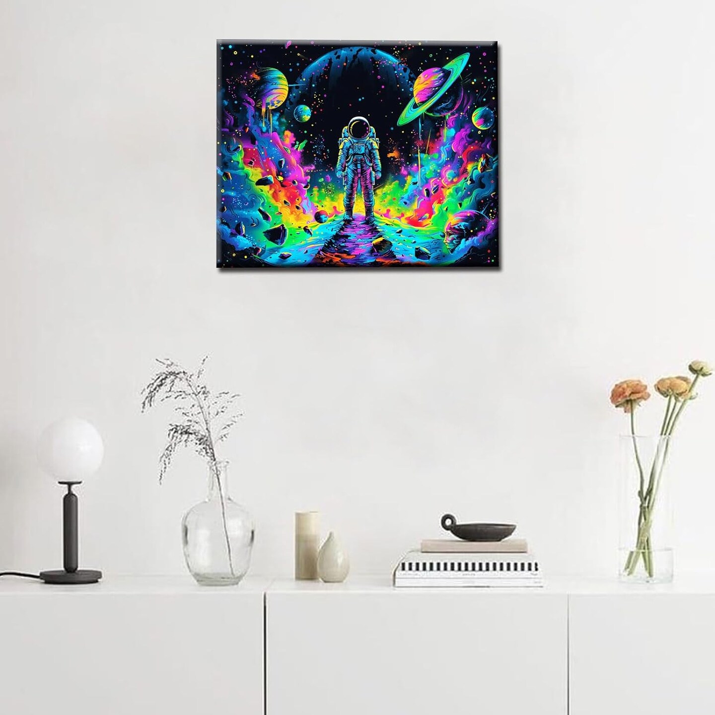 Galaxy Nebula Paint by Number for Beginner DIY Astronaut Acrylic Paint by Numbers for Adults Universe Paint by Number Oil Hand Painting Art Crafts for Home Wall Art Decor 16x20 (Frameless)