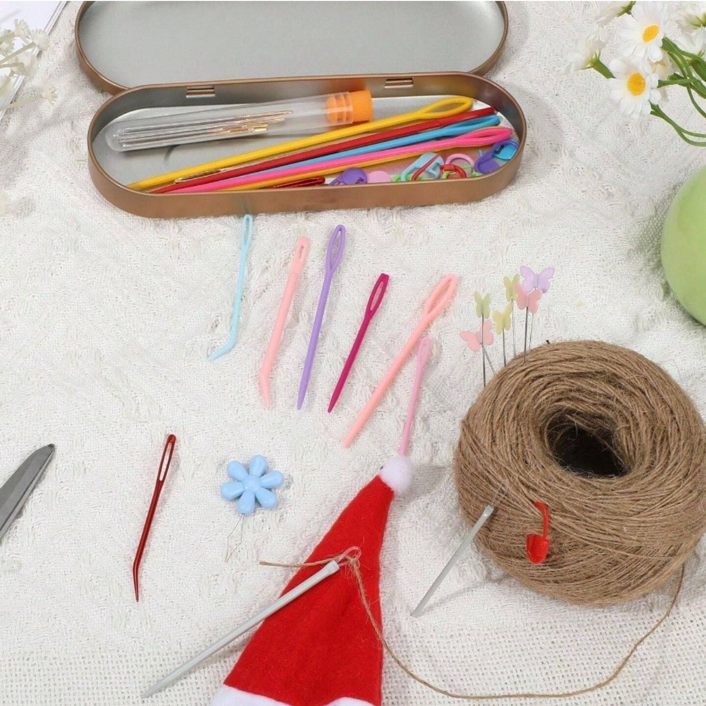 59-Piece Large Eye Sewing & Craft Needles Kit – Bent Tip, Big Eye Needles for Yarn, Embroidery, Darning, Crochet, Quilting & Beading