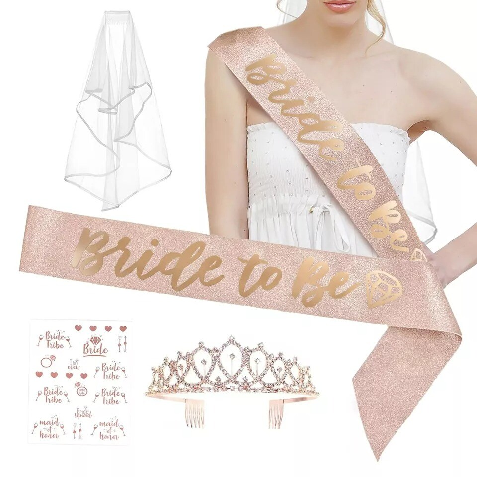 White Rose Gold Bridal Shower Decoration Set Bachelorette Supplies Kit Events