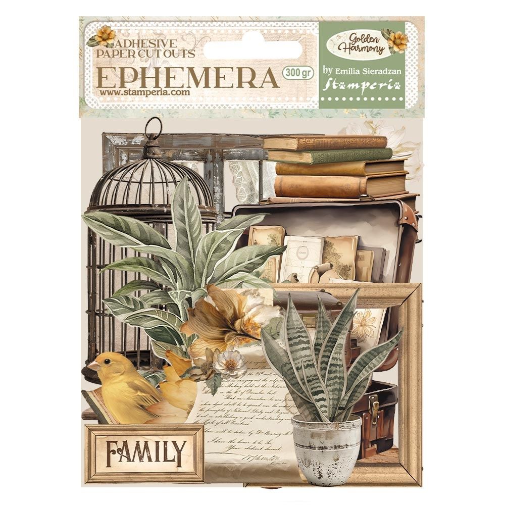 Stamperia Golden Harmony Cardstock Ephemera Adhesive Paper Cut Outs