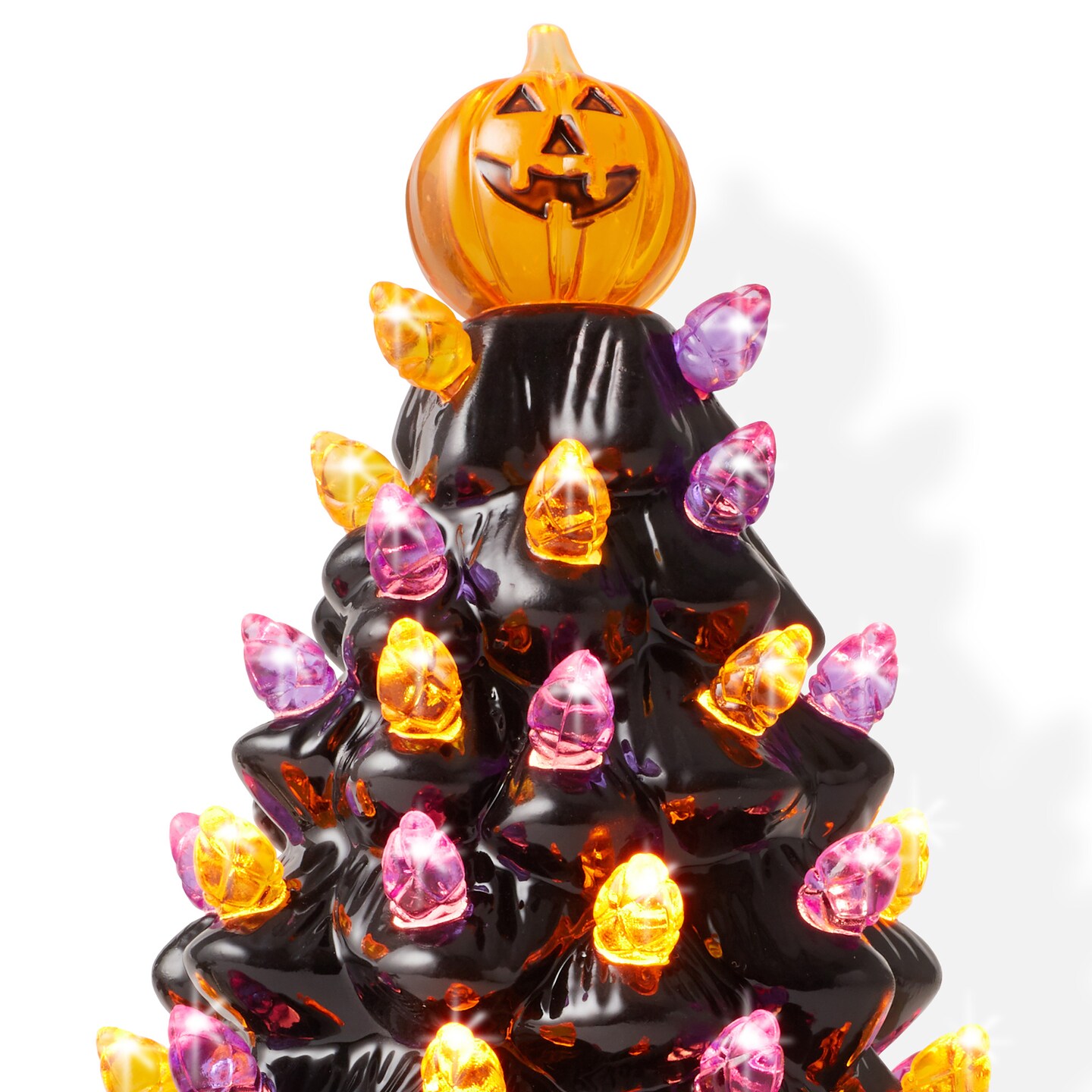 Casafield Ceramic Holiday Night Light - Vintage Decorative Night Light with Bulbs and Star Topper