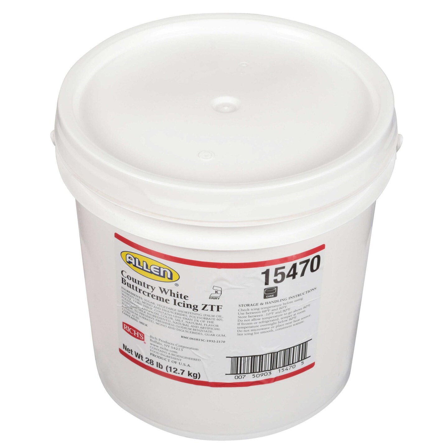 Rich's Jwa Country White Buttercream Icing Pre Whipped 28 Pound