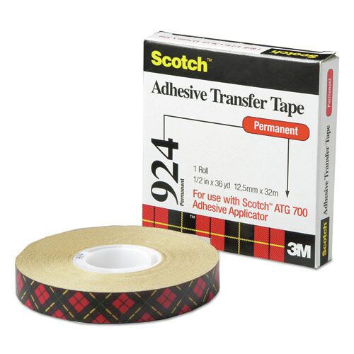 Scotch 0.5 in. x 36 yds ATG Adhesive Permanent Transfer Tape, Holds Up to 0.5 lbs. - Clear (1-Roll)