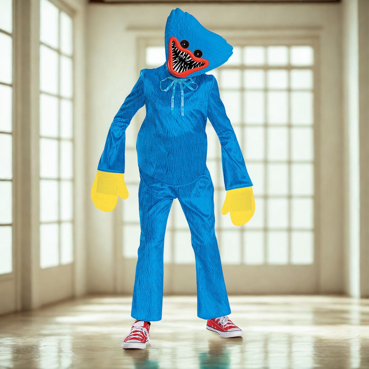 Kids Classic Poppy Playtime Huggy Wuggy Costume Blue Jumpsuit Headpiece