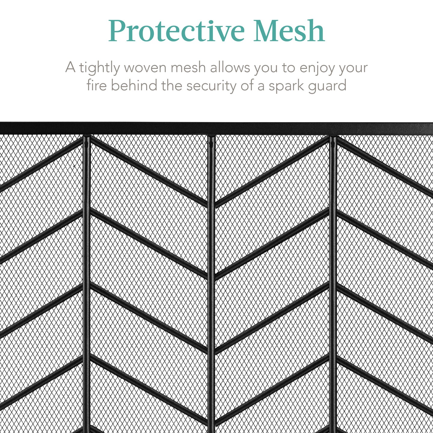 Best Choice Products 52x31in 3-Panel Iron Chevron Fireplace Screen, Spark Guard w/ Handles