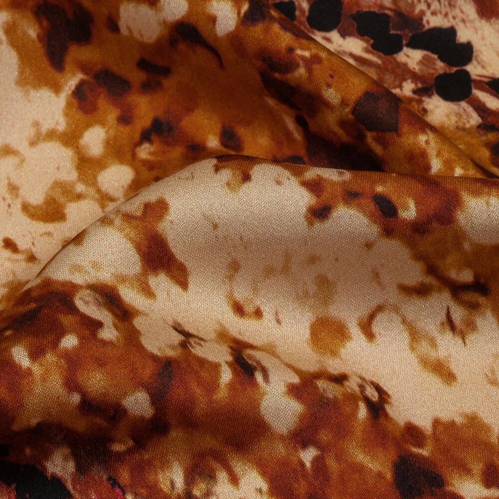 1 Yard Rayon Challis Fabric Beige and Orange Abstract Summit Sketches Print 55 inch Width