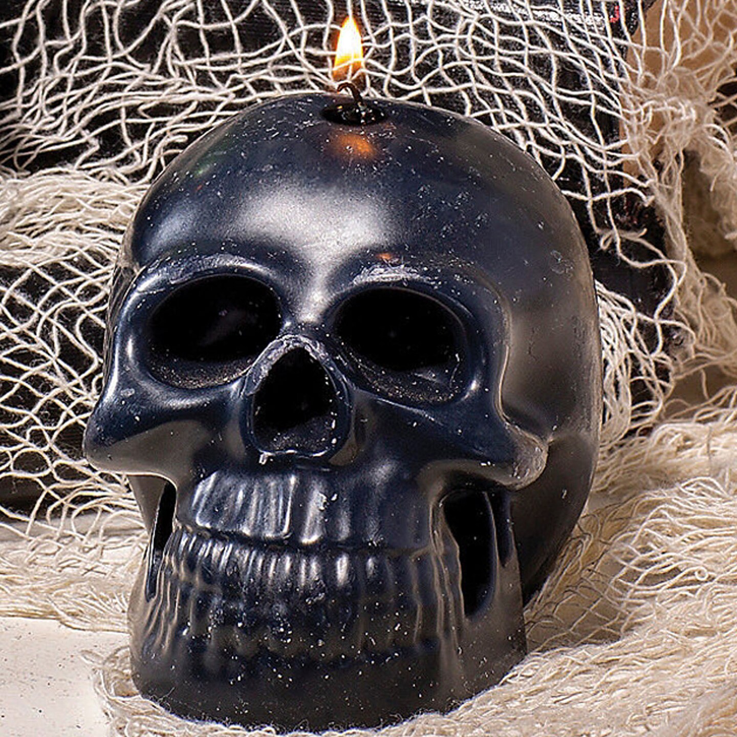 4&#x22; Black Skull-Shaped Wax Candles - 3 Pc