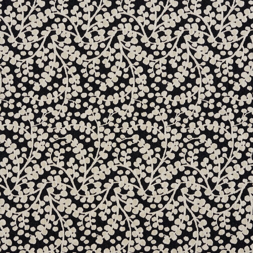 Onyx Vine - Black Abstract & Geometric,Leaves Upholstery Fabric 54 Inches"
