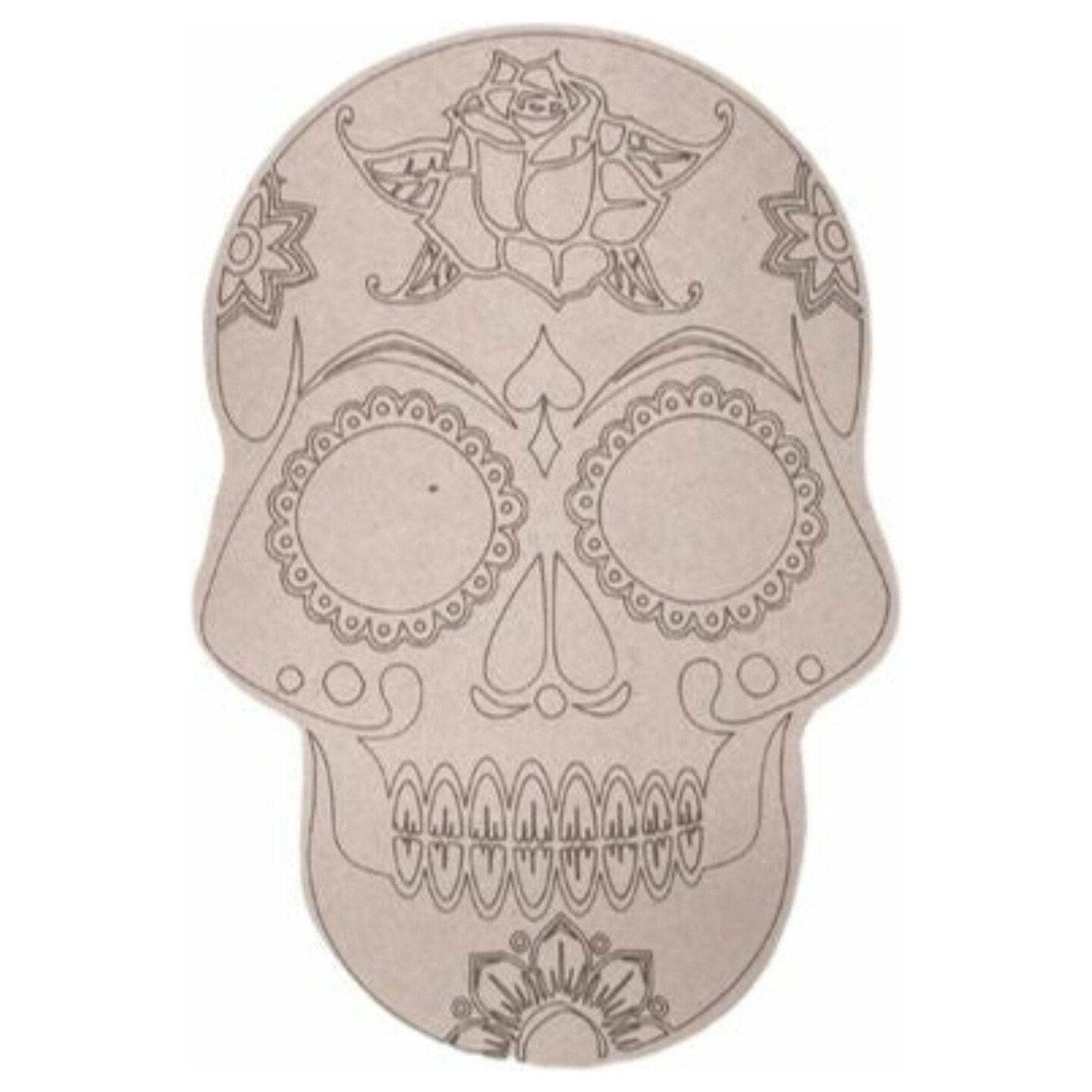 12&#x22; Sugar Skull (Rose Head) Wood Cutout - Unfinished Wood