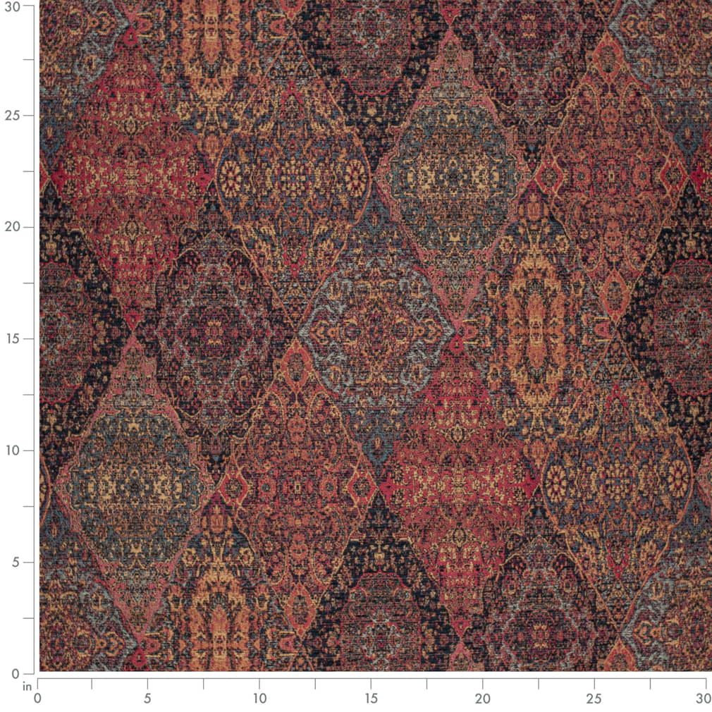 Jewel - Blue,Coral & Peach Abstract & Geometric,Damask,Global Upholstery Fabric 54 Inches"