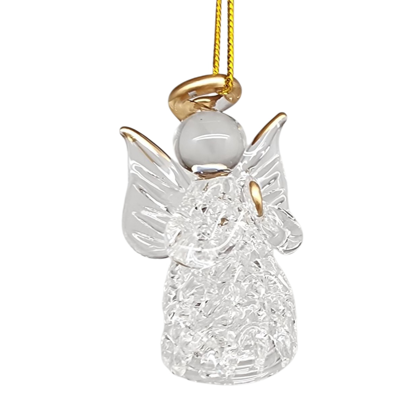 Spun Glass Angel Ornaments with Praying Gesture