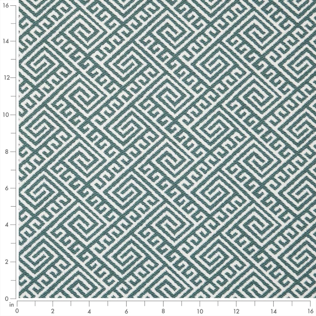 Aqua - Aqua &#x26; Teal Abstract &#x26; Geometric,Greek Key Upholstery Fabric 54 Inches&#x22;