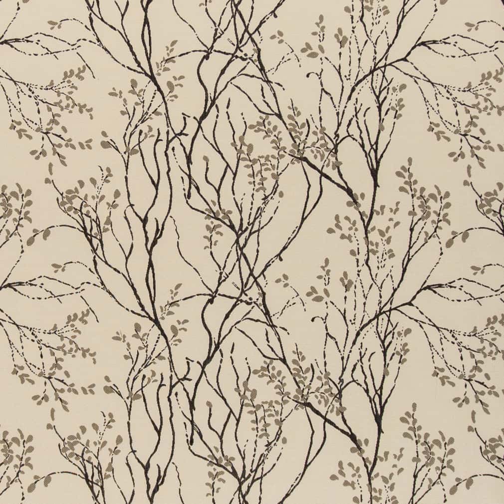 Upholstery Fabric - Black,Grey & Silver Leaves Upholstery Fabric 54 Inches"