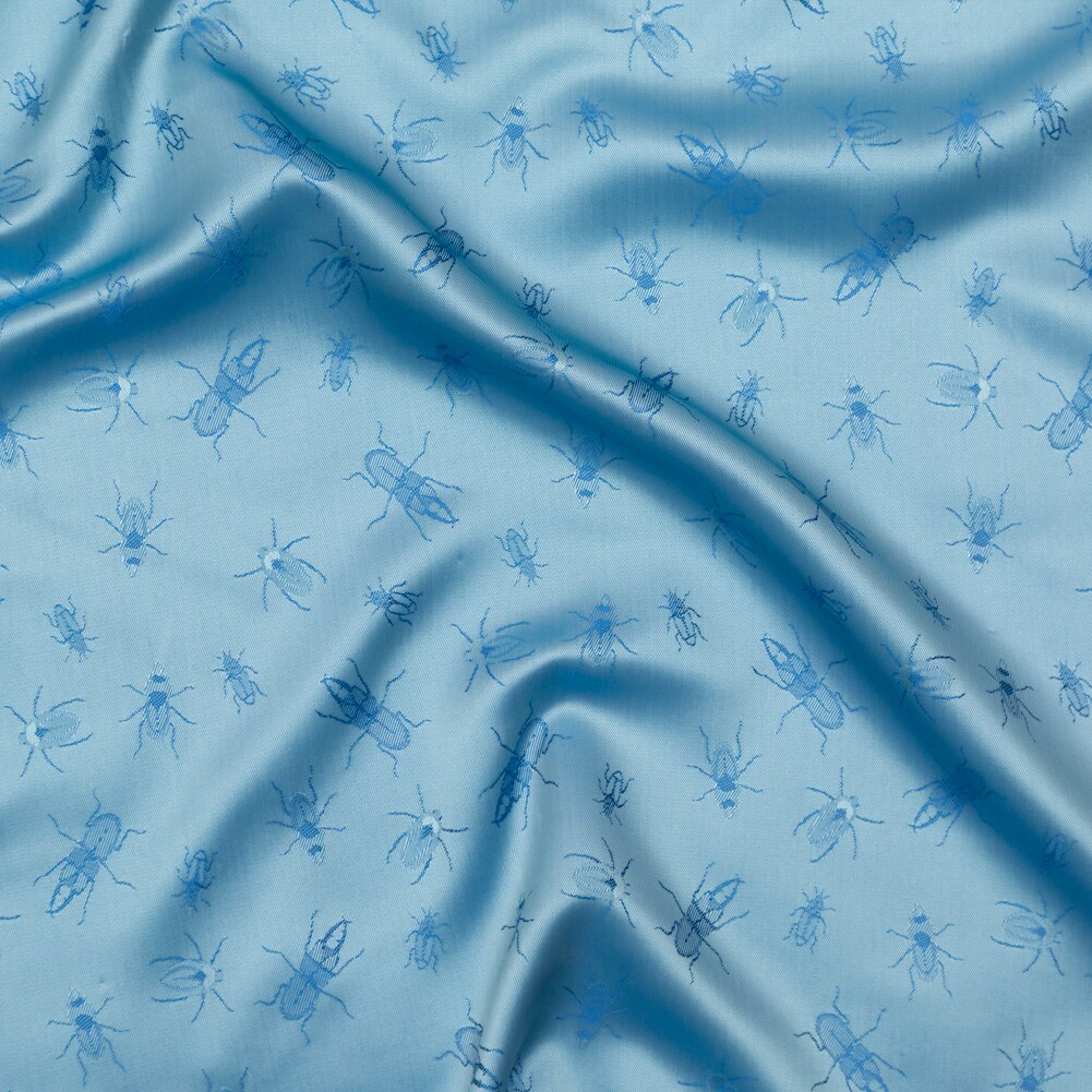 1 Yard Light Blue and Royal Blue Bi Color Beetles Jacquard Lining Fabric – 55" Wide