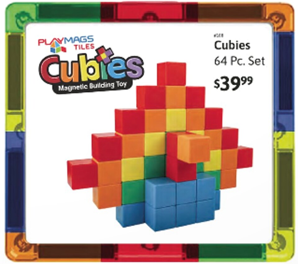 Playmags 64-Piece Jumbo Cubies Magnetic Building Set &#x2013; STEM Construction Toys for Kids