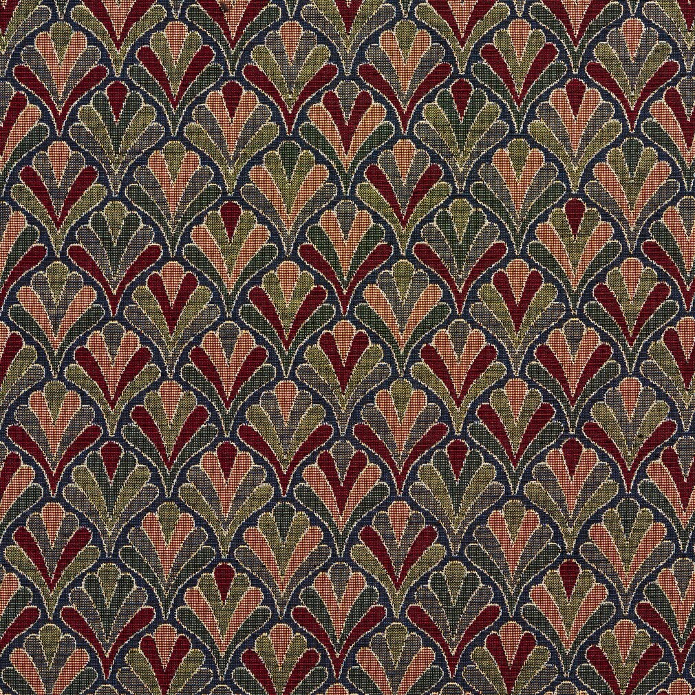 Navy Fan - Blue Abstract & Geometric Upholstery Fabric 54 Inches"