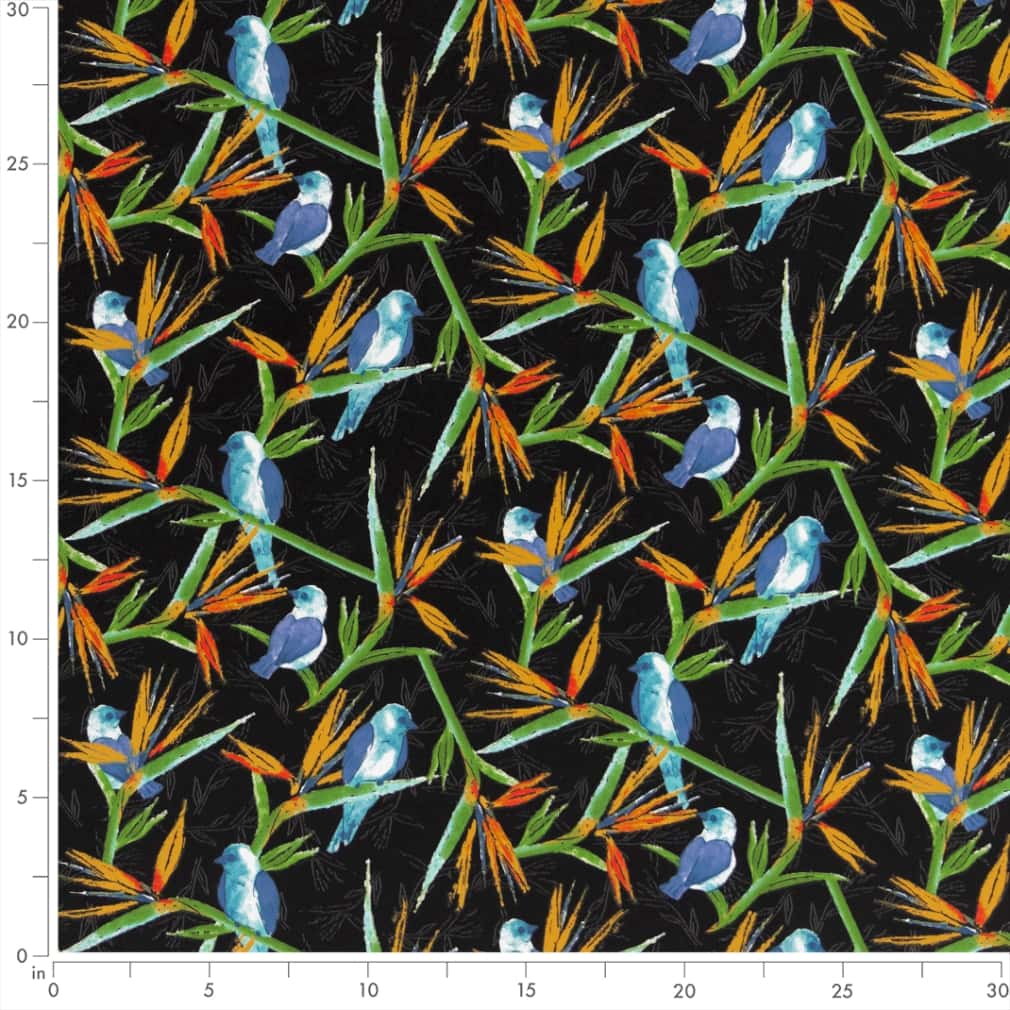 Jet - Black Leaves,Novelty,Tropical & Botanical Upholstery Fabric 54 Inches"