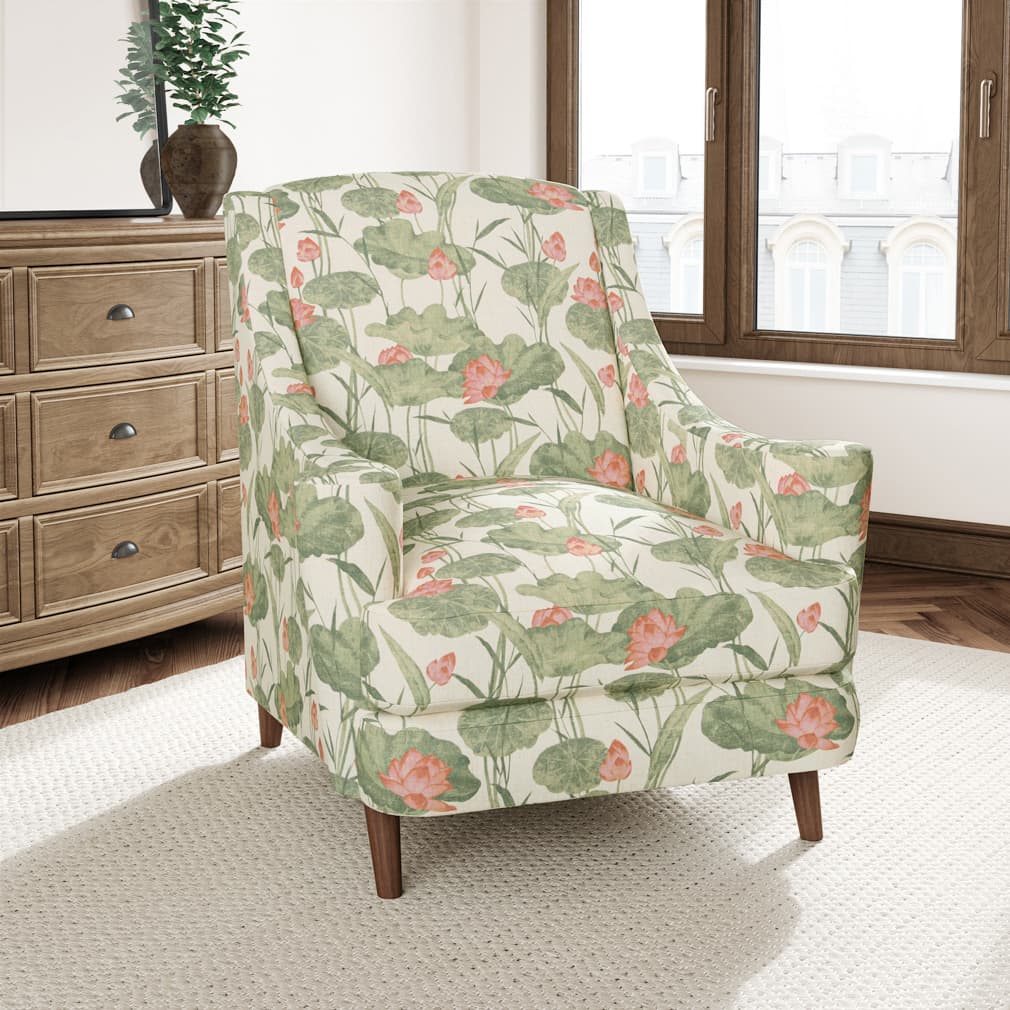 Blush - Green,Pink Floral,Leaves,Tropical &#x26; Botanical Upholstery Fabric 54 Inches&#x22;