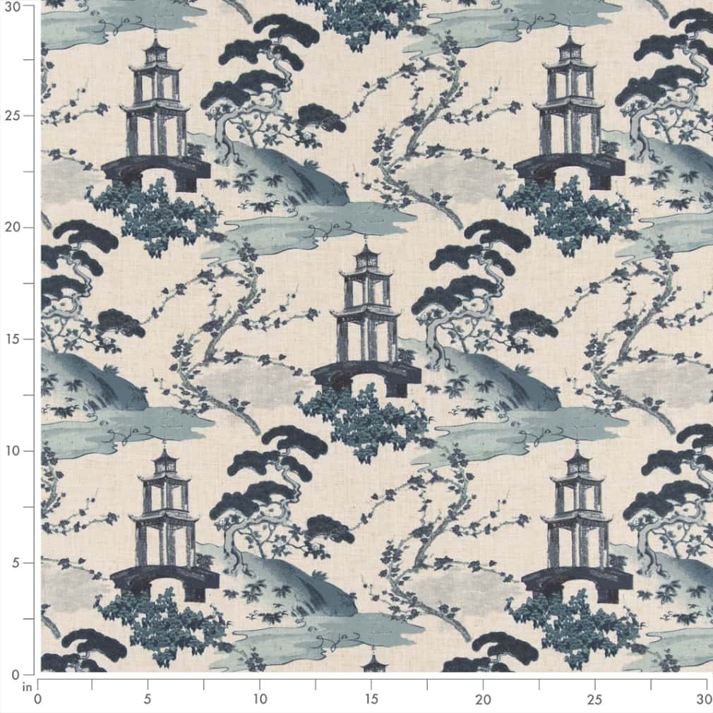 Upholstery Fabric - Blue Global,Toile Upholstery Fabric 54 Inches"