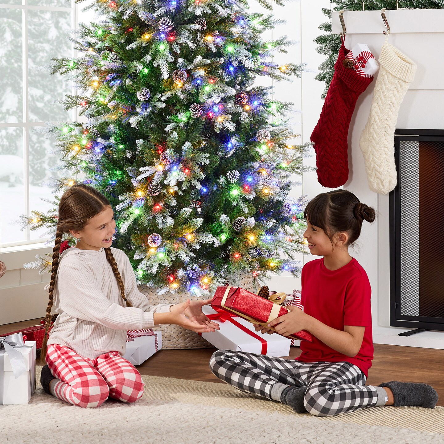 Best Choice Products Pre-Lit Artificial Flocked Slim Aspen Noble Fir Christmas Tree w/ Branch Tips, LED Lights