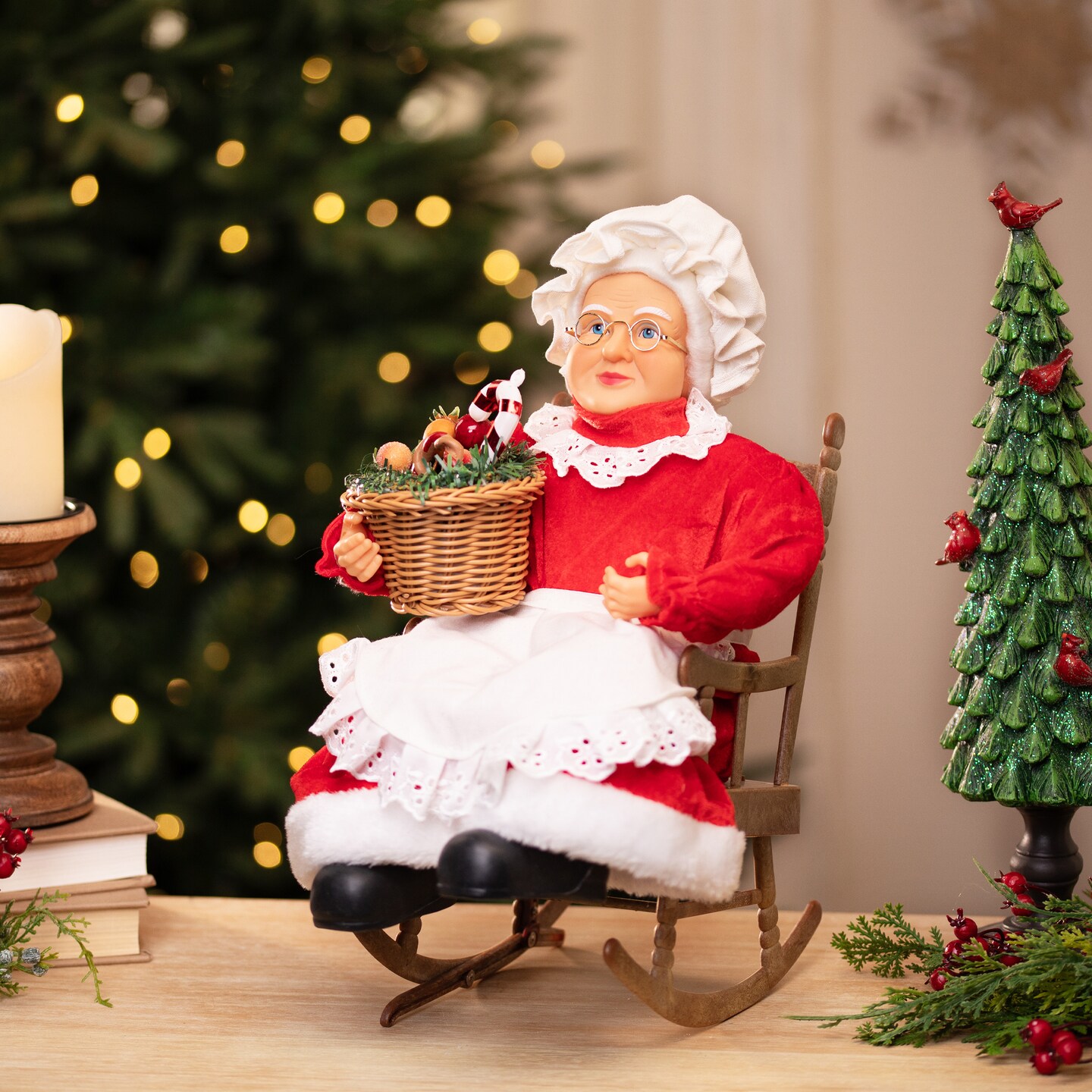 Northlight Animated Musical Mrs. Claus in Rocking Chair Christmas Decoration - 14"