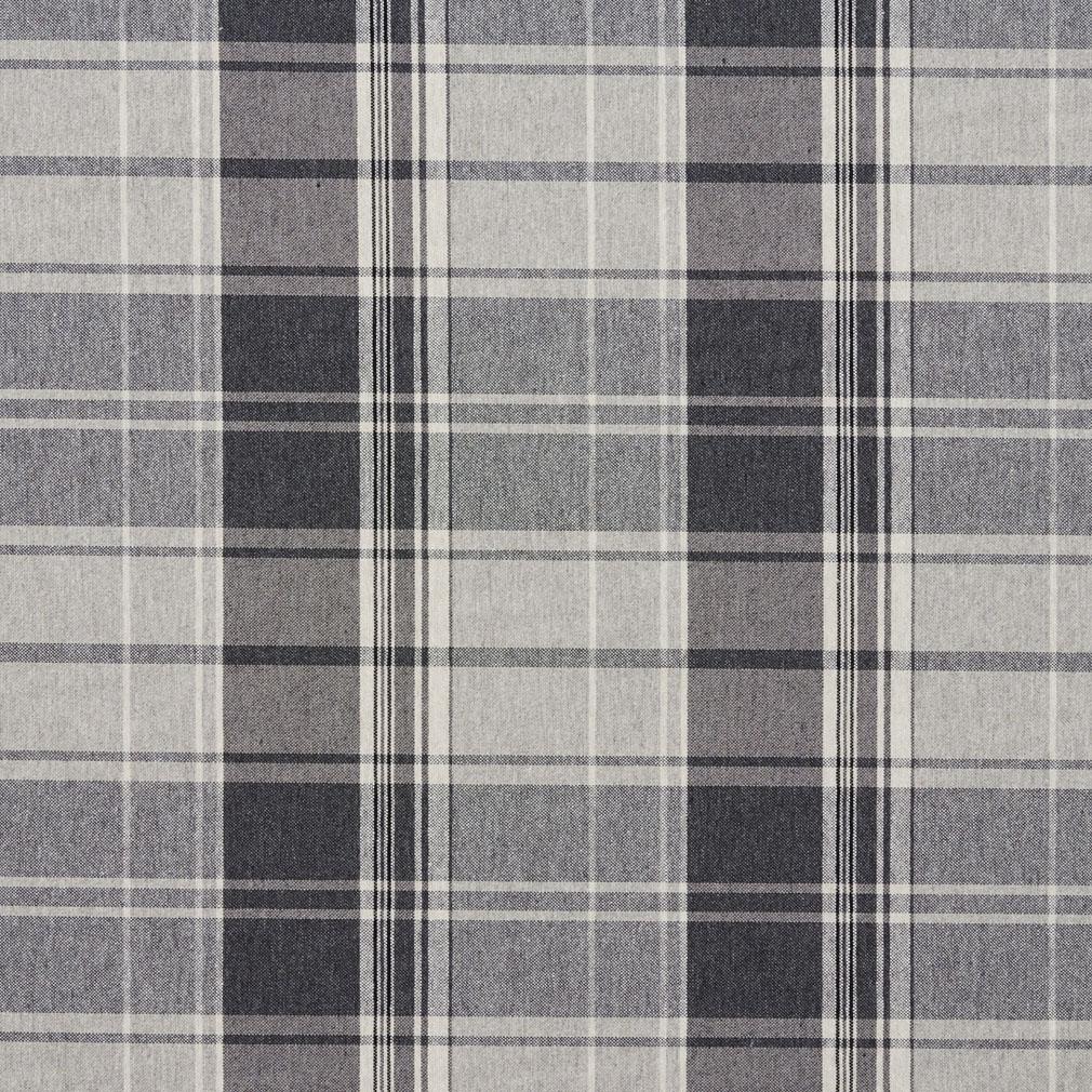 Sterling Plaid - Grey & Silver Plaid Upholstery Fabric 54 Inches"