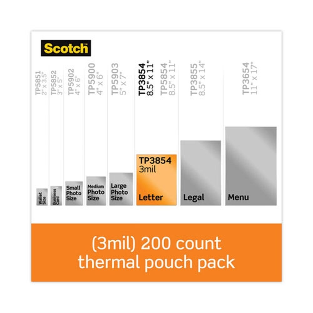 Scotch 3 mil 11-2/5 in. x 8-9/10 in. Letter Size Thermal Laminating Pouches (200/Pack)