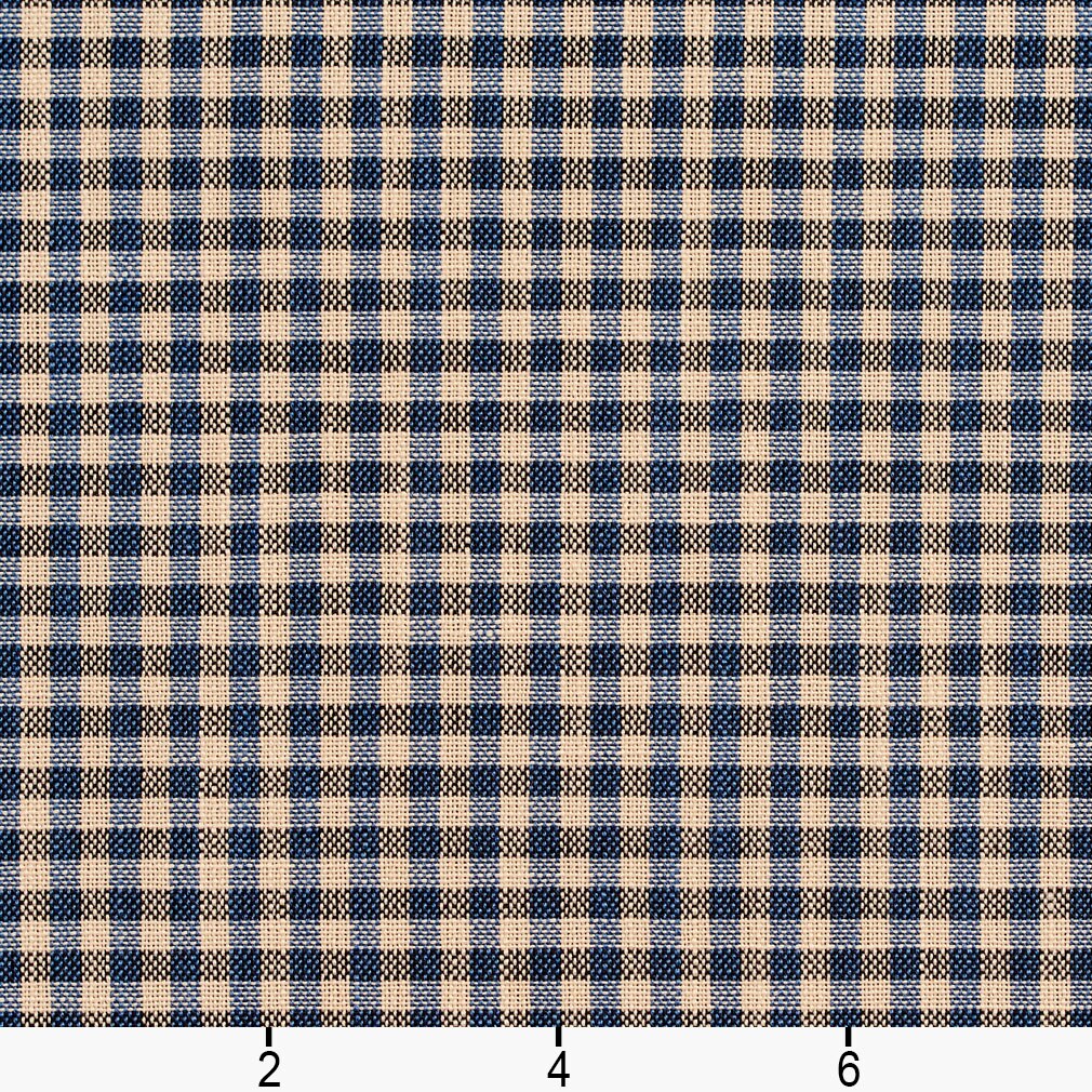 Indigo Gingham - Blue Check & Houndstooth,Small Scale Upholstery Fabric 54 Inches"