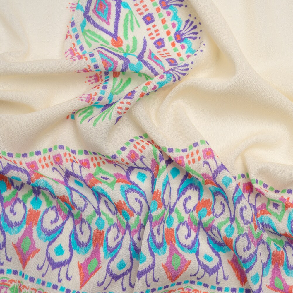 1 Panel Color Castle Gauzy Wrinkled Rayon Woven Abstract Ikat 53 inch Width